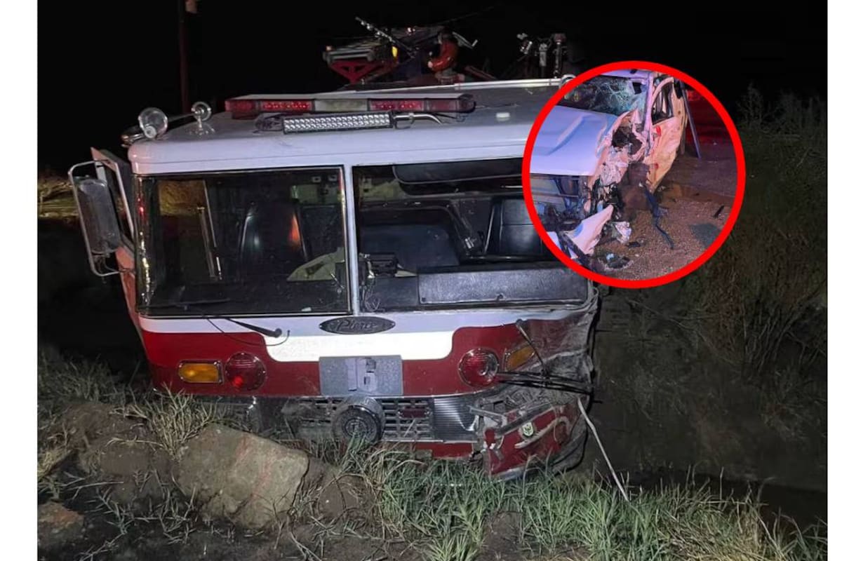 Choque de bomberos que atendían emergencia por lluvias deja ocho lesionados en el Valle de Mexicali