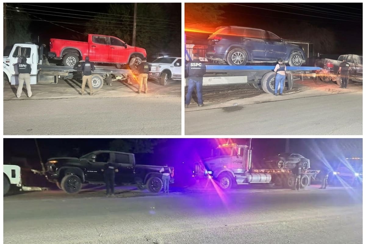 Abandonan seis autos robados tras falso retén en el Valle de Mexicali; uno estaba blindado y adaptado para armas de alto poder