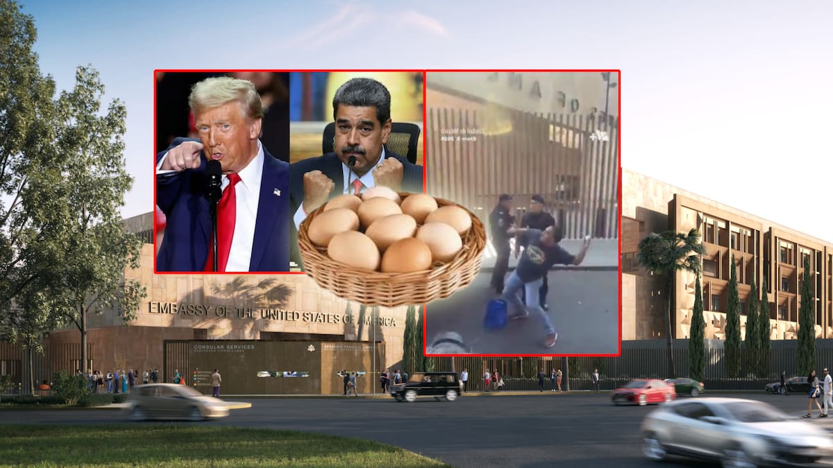 Tras rechazo a la intervención de EEUU en Venezuela para la captura de Maduro, se manifiestan con “huevazos” contra la Embajada de Estados Unidos en México