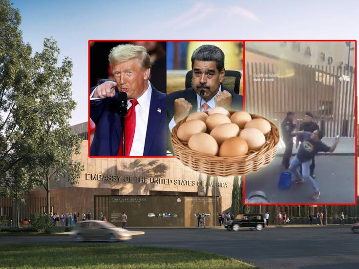 Tras rechazo a la intervención de EEUU en Venezuela para la captura de Maduro, se manifiestan con “huevazos” contra la Embajada de Estados Unidos en México