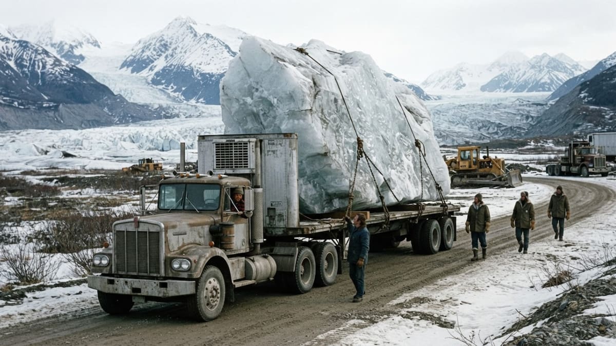 En 1977 llevaron un bloque de hielo de más de una tonelada desde Alaska hasta Iowa para estudiar si los icebergs podían convertirse en una fuente de agua dulce