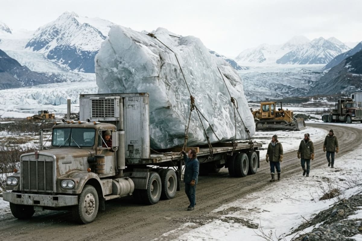 En 1977 llevaron un bloque de hielo de más de una tonelada desde Alaska hasta Iowa para estudiar si los icebergs podían convertirse en una fuente de agua dulce