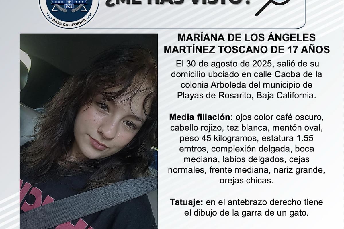 Se busca a Maríana de los Ángeles Martínez Toscano de 17 años