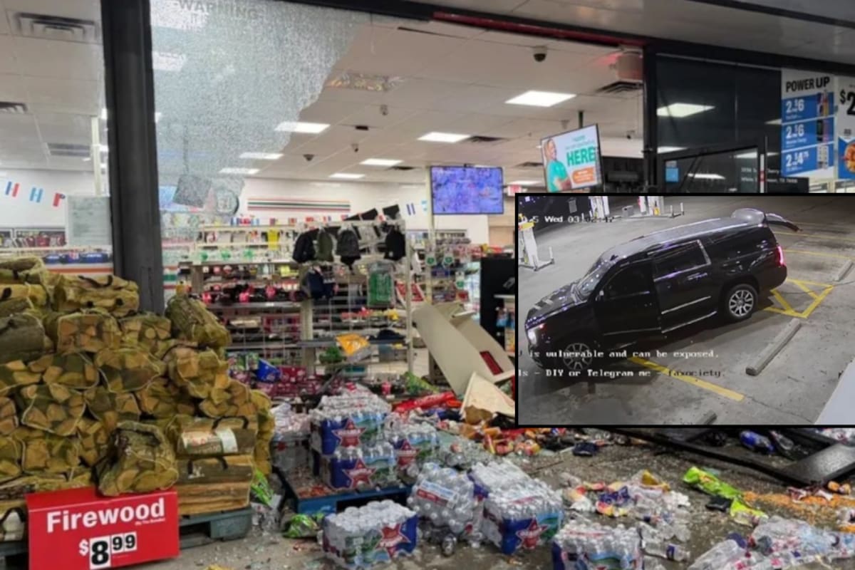 VIDEO: Ladrones engancharon un cajero a una camioneta y lo sacaron a la fuerza de un 7-Eleven en Dallas