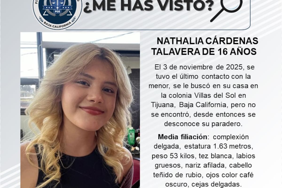 Se busca a Nathalia Cárdenas Talavera de 16 años
