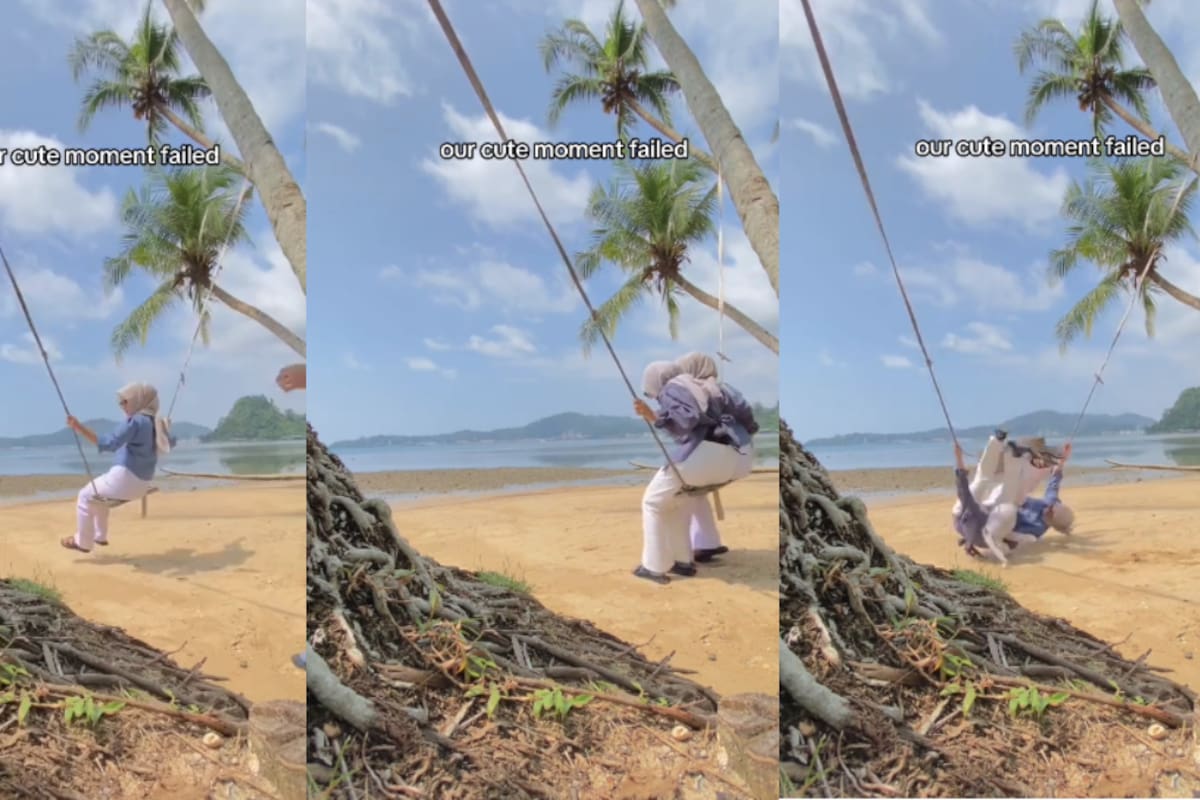 VIDEO: dos mujeres intentan grabar un momento lindo en la playa pero termina en accidente