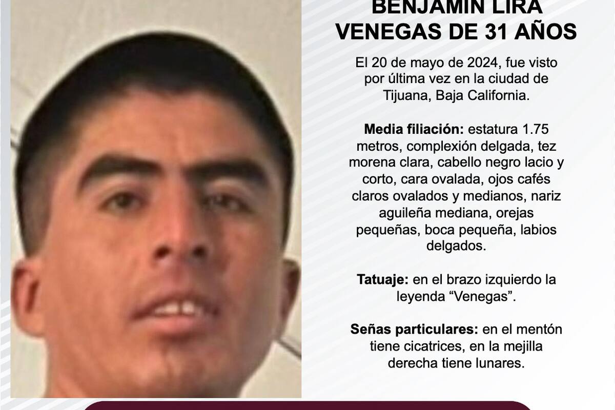Se busca a Benjamín Lira Venegas, de 31 años de edad