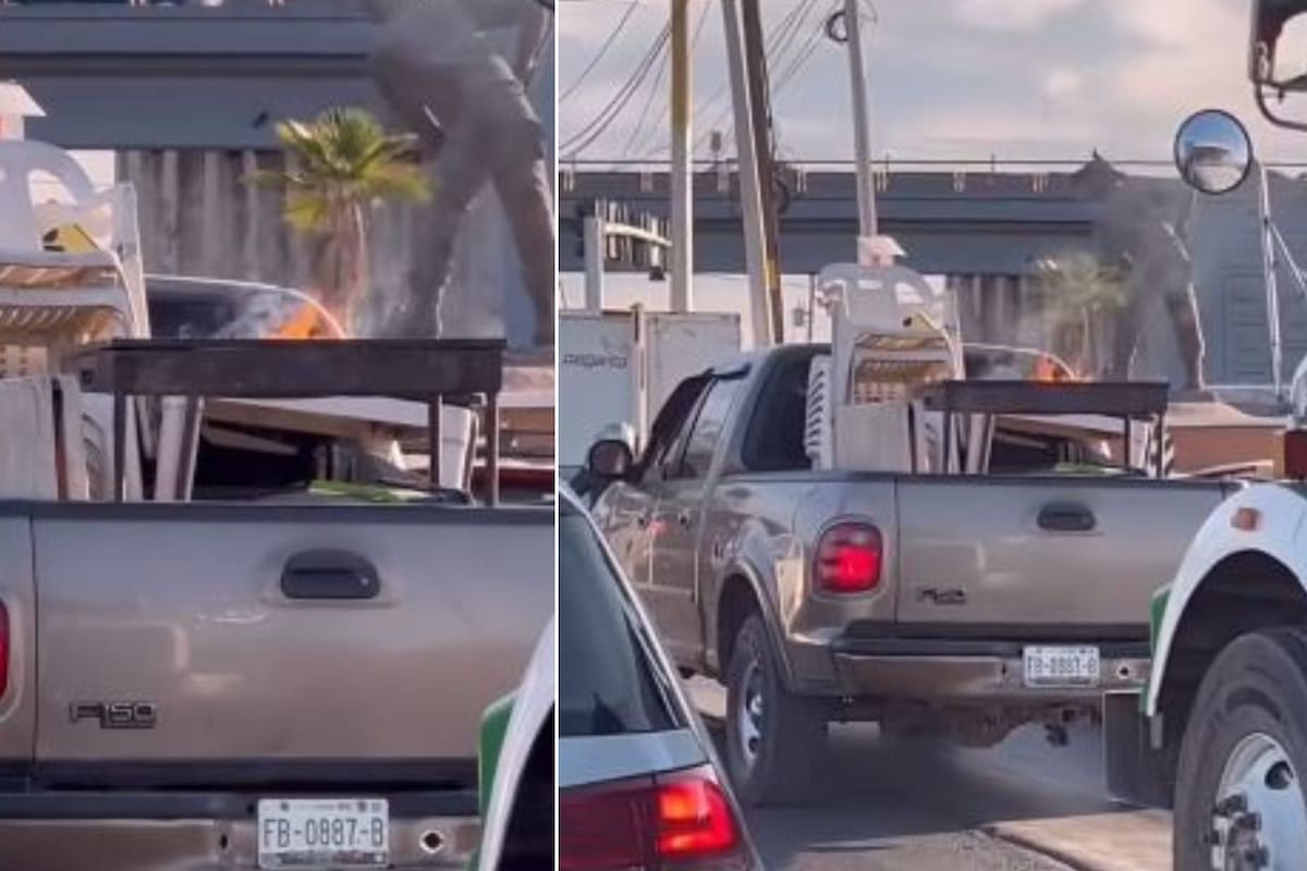 VIRAL: Captan a camioneta con asador prendido en plena calle de Torreón