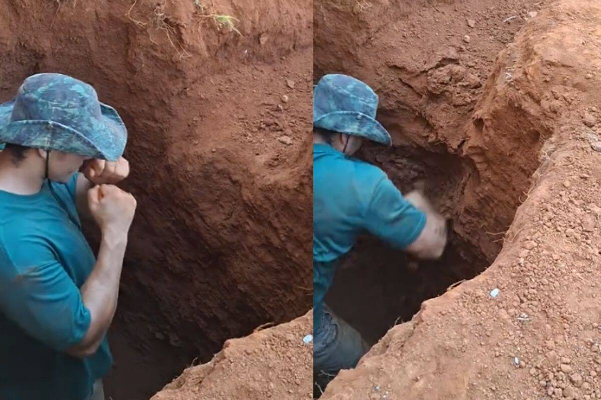 “Cuánta testosterona”: Hombre cava un pozo con los puños y se vuelve viral en TikTok