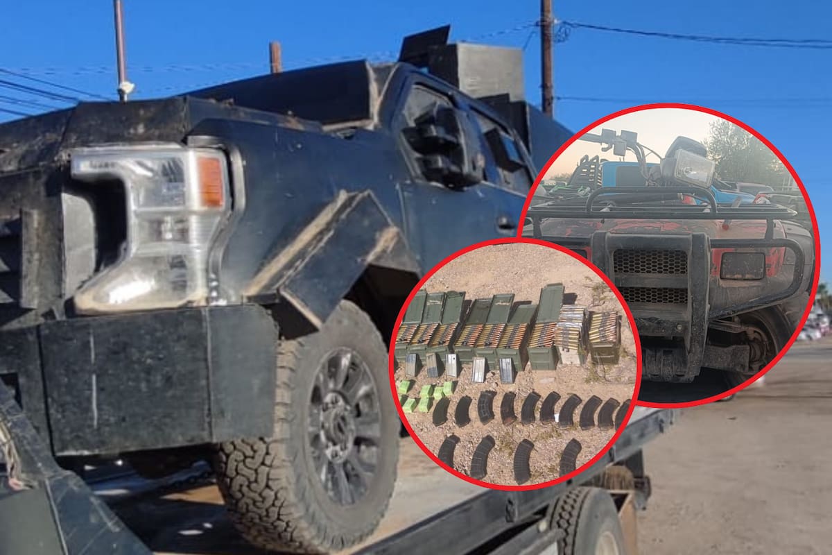FGR asegura vehículo tipo monstruo blindado y cartuchos para arma de fuego de uso exclusivo del ejército