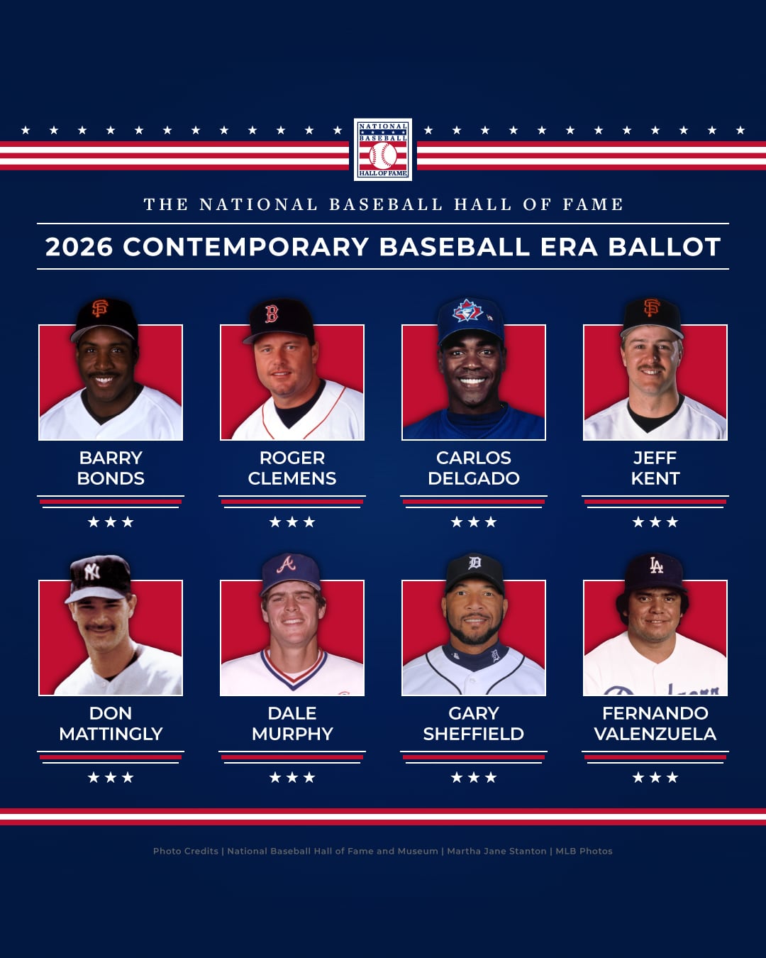 Boleta del Comité de la Era del Beisbol Contemporáneo. (Foto: @baseballhall)