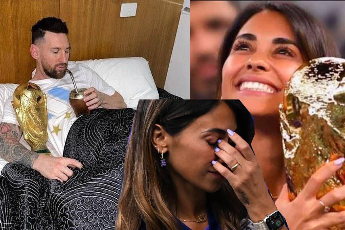 Messi duerme con la Copa del Mundo en su cama y así reaccionó Antonella