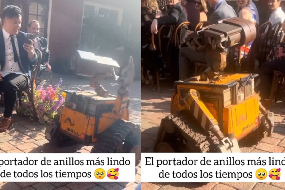 Novios eligen al robot de Disney Wall-E para que entregue sus anillos el día de su boda