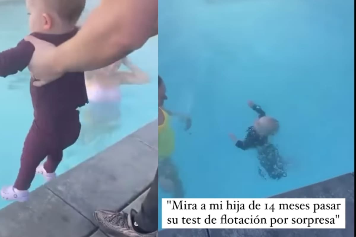 “¡Era su test de flotación sorpresa!”: Instructora de natación causa polémica al lanzar a un bebé a la piscina