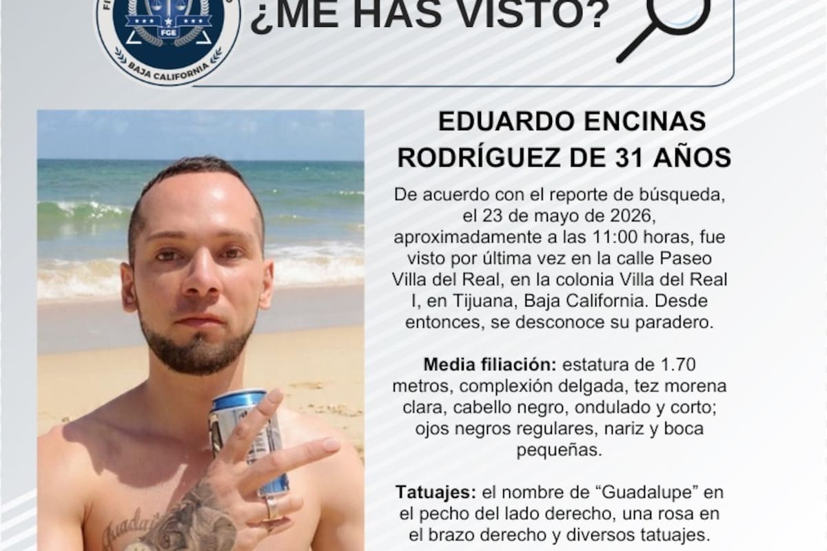 Se busca Eduardo Encinas Rodríguez de 31 años de edad