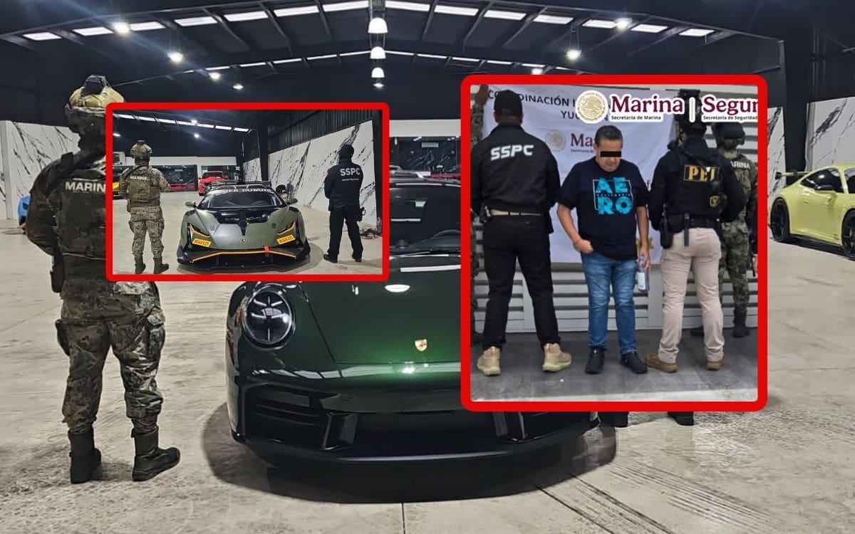 ARCHIVO. Detienen en Mérida a Justo Aurelio Rivera, presunto operador financiero del Cártel del Noreste; aseguran Ferrari, Lamborghini, Porsche y bienes por 145 millones de pesos. | Crédito: X @GabSeguridadMX