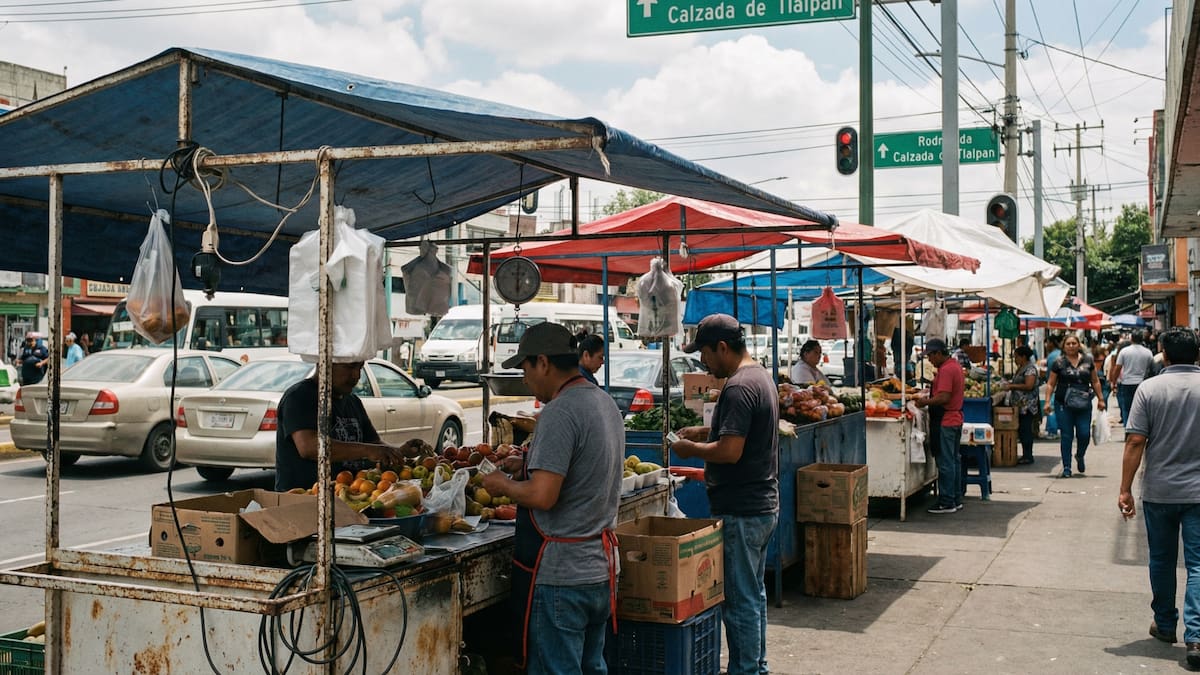 Comerciantes de Tlalpan presentaron proyecto de corredor comercial en Calzada de Tlalpan con inversión de 4.5 millones de pesos para instalar 30 módulos y ordenar el comercio en vía pública