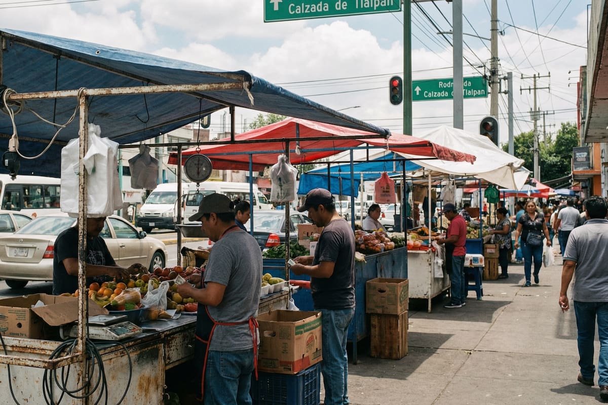 Comerciantes de Tlalpan presentaron proyecto de corredor comercial en Calzada de Tlalpan con inversión de 4.5 millones de pesos para instalar 30 módulos y ordenar el comercio en vía pública