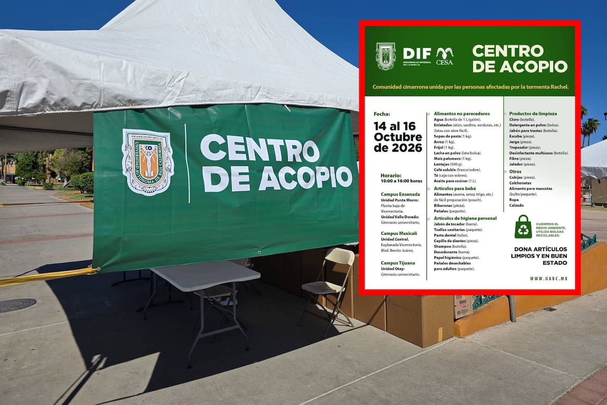 UABC abrirá centro de acopio en Mexicali para afectados por la tormenta Rachel