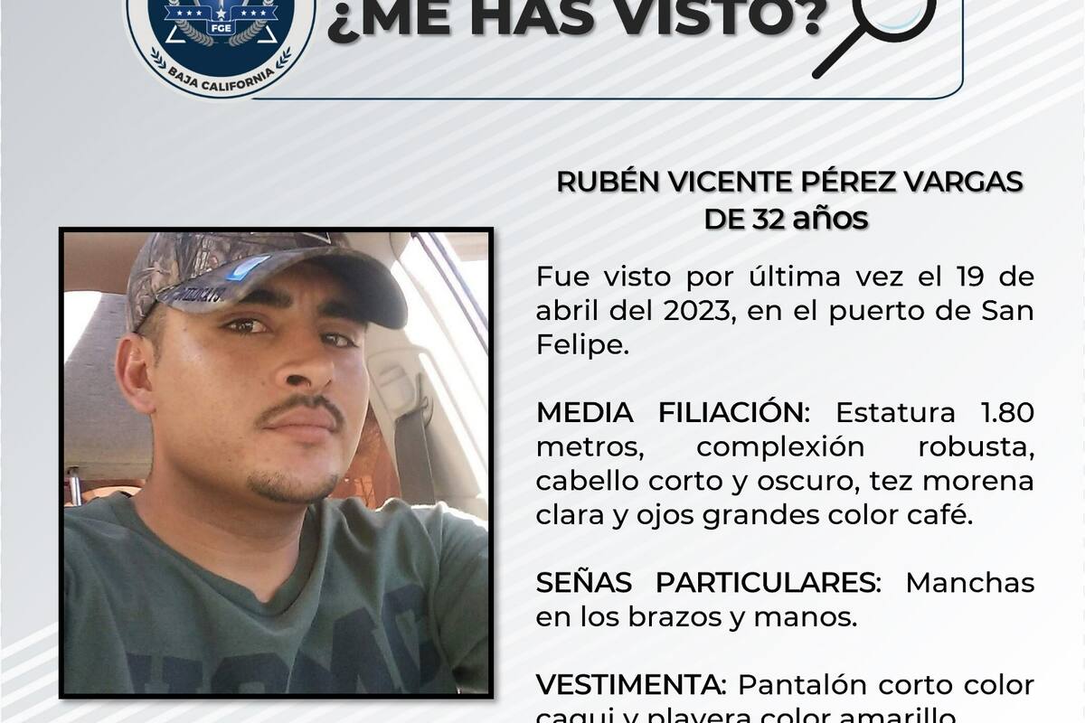 Se solicita ayuda para localizar a Rubén Vicente Pérez Vargas