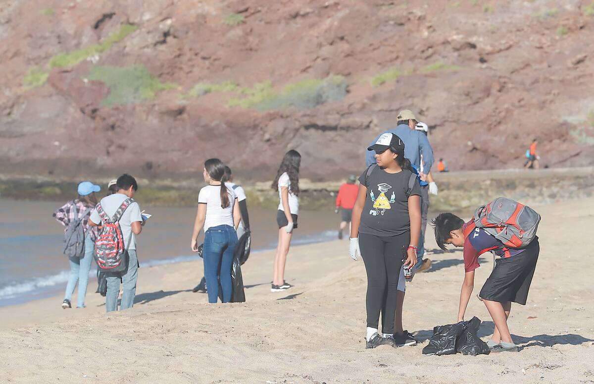Personas de todas las edades colaboraron a la limpieza de Bahía de Kino.