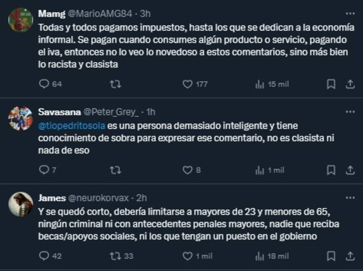 Apoyo a Pedrito Sola / Cuenta de X: @porktendencia