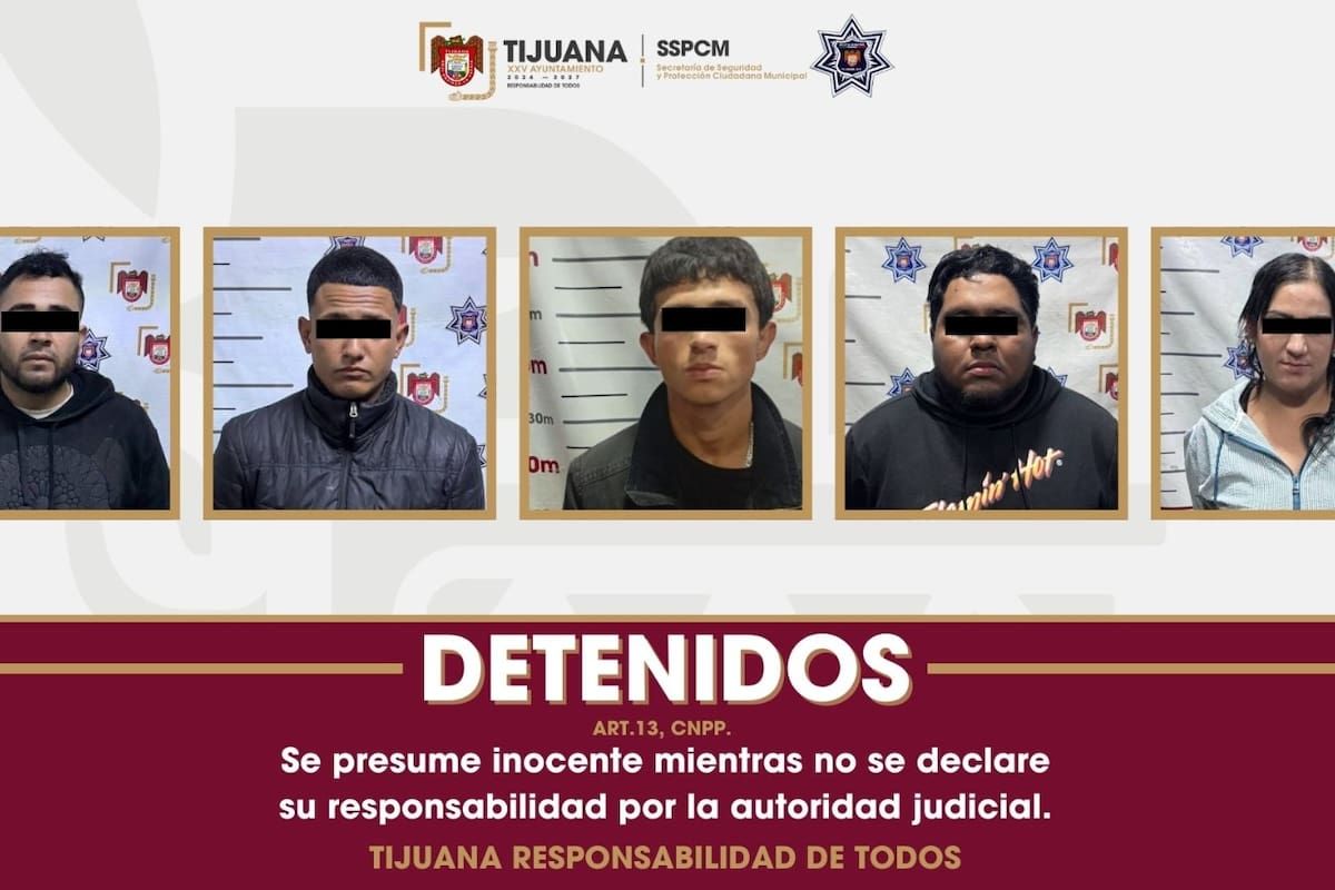 Aprehende Policía Municipal de Tijuana a cinco personas en posesión de armas de fuego