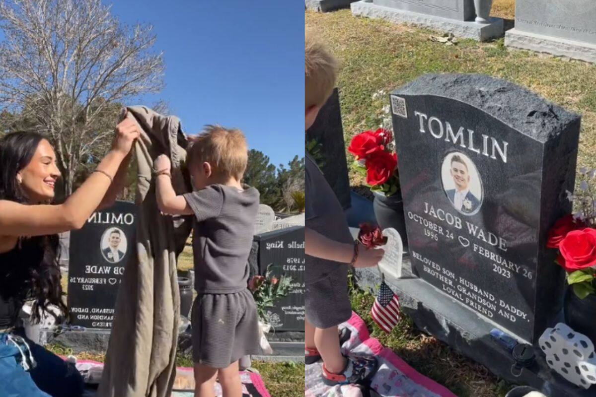 Mujer lleva a su hijo al cementerio para compartir un ‘picnic’ especial con su papá