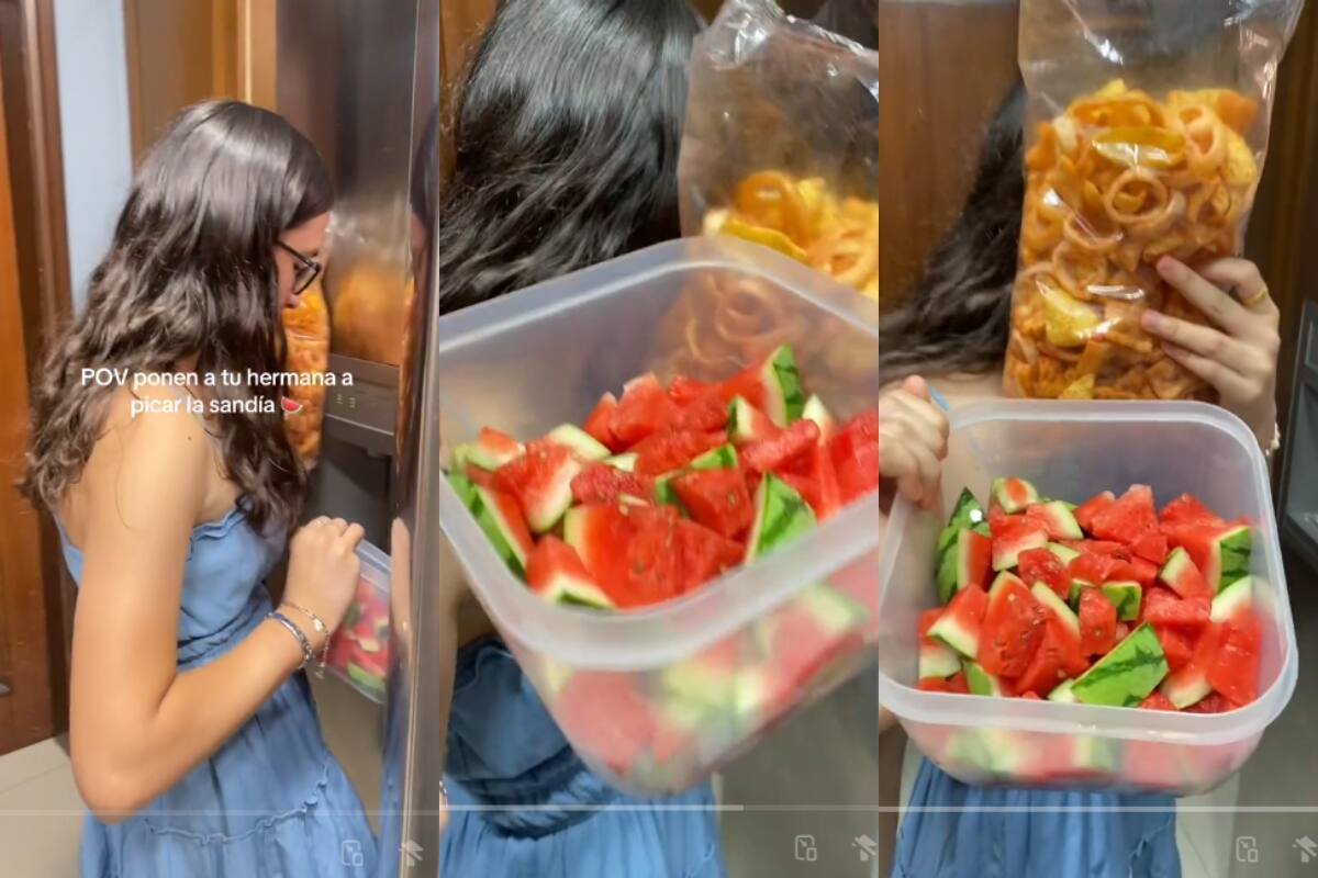 Joven se vuelve viral por picar la sandía de manera peculiar: ¡le dejó toda la cáscara!