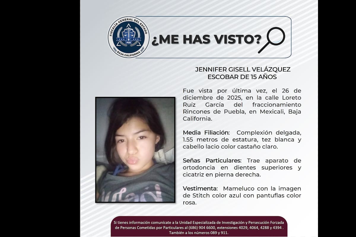 Solicitan apoyo para localizar a Jennifer Gisell Velázquez Escobar