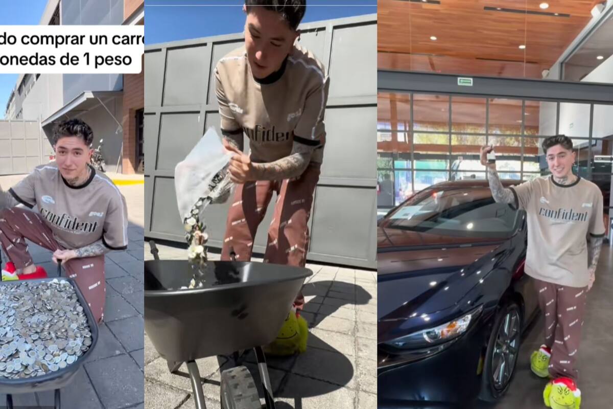 Influencer compra un carro nuevo con monedas de un peso y se hace viral