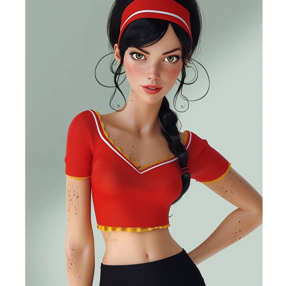 Del cómic a la innovación: La inteligencia artificial recrea a Olivia Olivo con un rostro hermoso y un estilo de cabello contemporáneo.