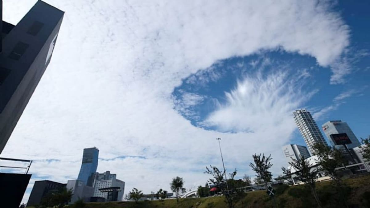 Así luce una nube cavum, avistada en Puebla. Foto: X @Gob_Puebla