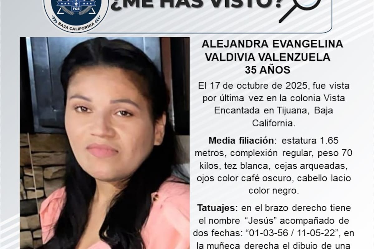 Se busca a Alejandra Evangelina Valdivia Valenzuela de 35 años de edad.