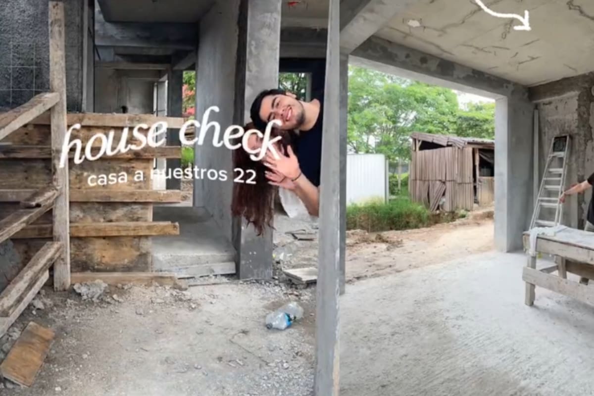 Pareja muestra en TikTok cómo van construyendo su casa a los 22 años