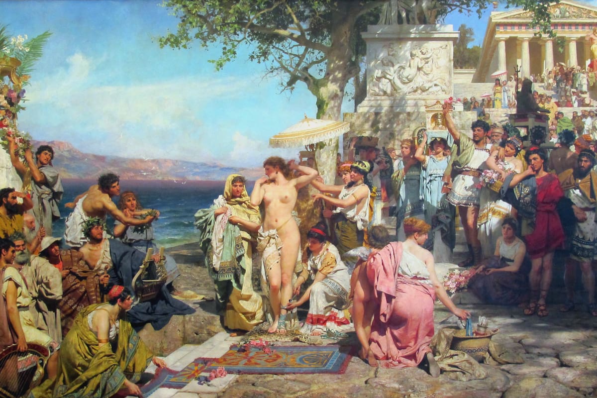 El dramático juicio de Friné, la cortesana de la Antigua Grecia que se desnudó para salvar su vida