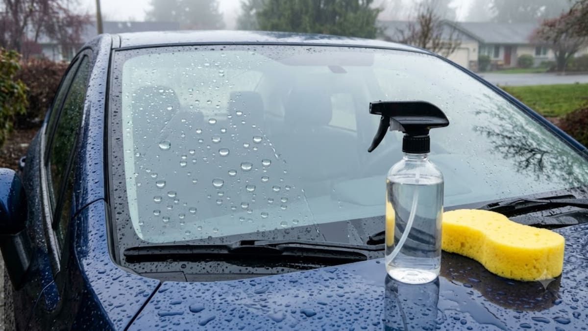 Aplicar vinagre de limpieza en el cristal ayuda a eliminar restos de grasa y suciedad, lo que permite que el agua de lluvia escurra con mayor facilidad.