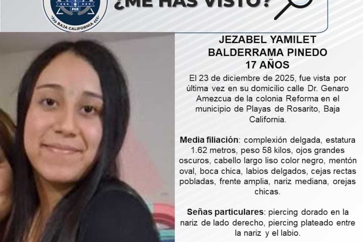 Se busca a Jezabel Yamilet Balderrama Pinedo de 17 años de edad