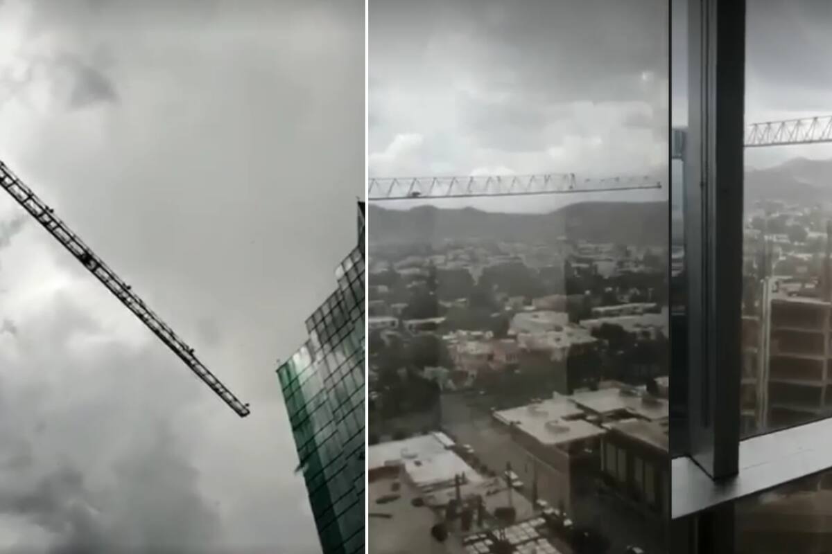 VIDEO: Fuertes vientos giran grúa de construcción frente a Torre de Hermosillo