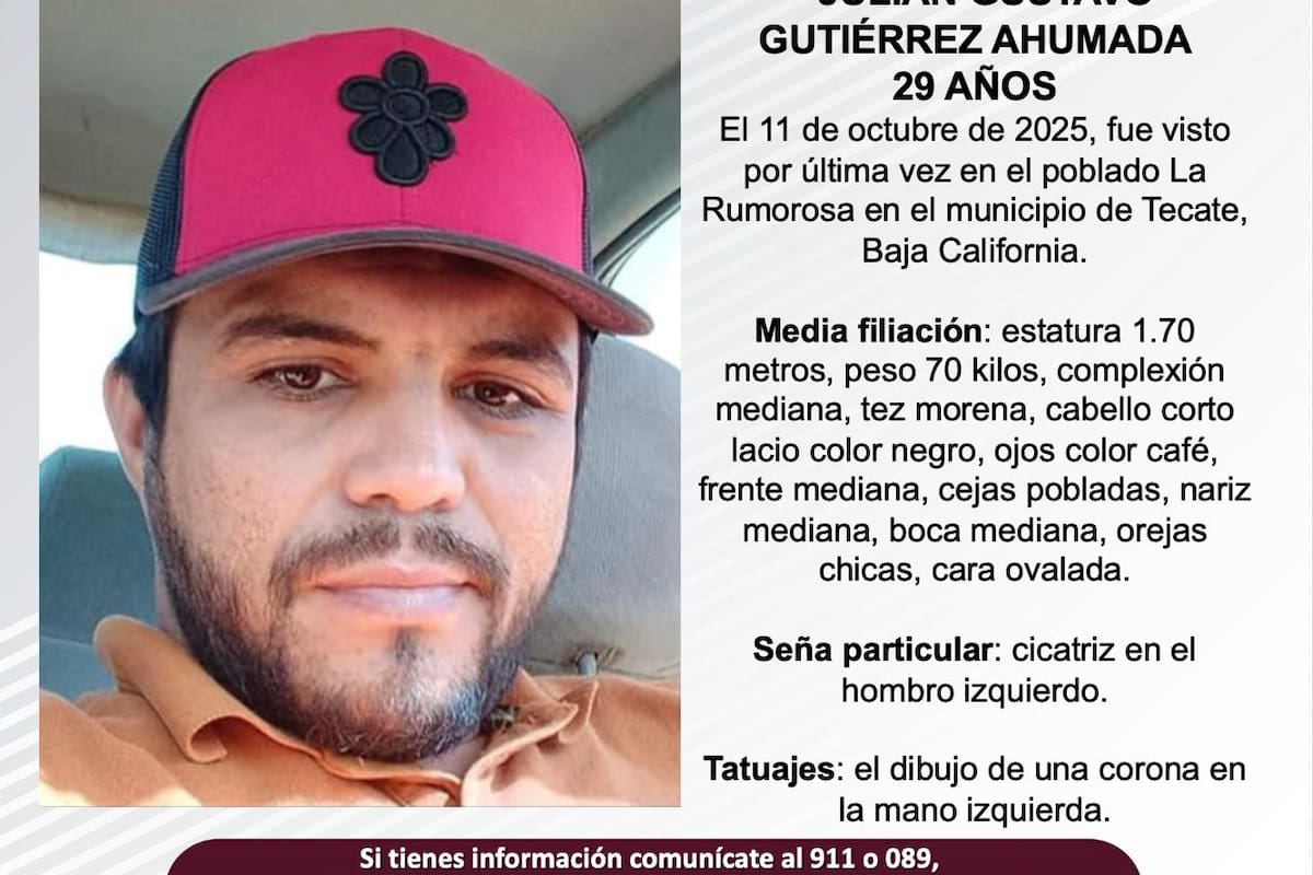 Se busca a Julián Gustavo Gutiérrez Ahumada de 29 años de edad
