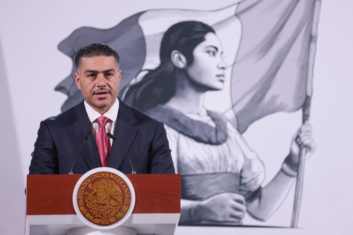 Omar García Harfuch, titular de la Secretaría de Seguridad y Protección Ciudadana (SSPC), en la conferencia matutina de la presidenta Claudia Sheinbaum Pardo. | Crédito: Presidencia