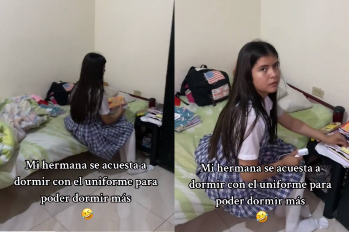 Estudiante se duerme con el uniforme puesto para ahorrar tiempo en la mañana | VIDEO