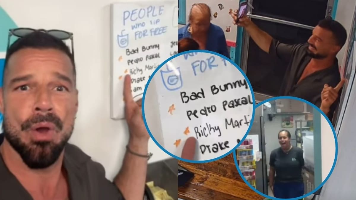 VIDEO | Ricky Martin aparece por sorpresa en un pequeño negocio que señalaba que el cantante podía beber gratis, el video se volvió viral por la reacción de la empleada