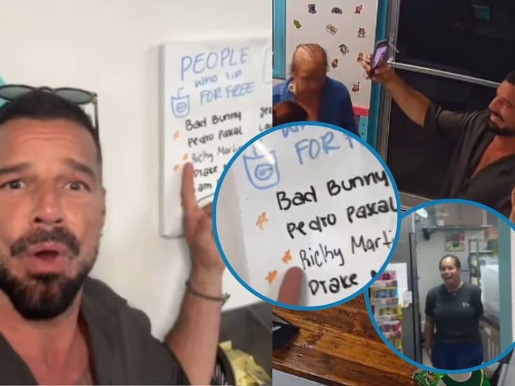 VIDEO | Ricky Martin aparece por sorpresa en un pequeño negocio que señalaba que el cantante podía beber gratis, el video se volvió viral por la reacción de la empleada