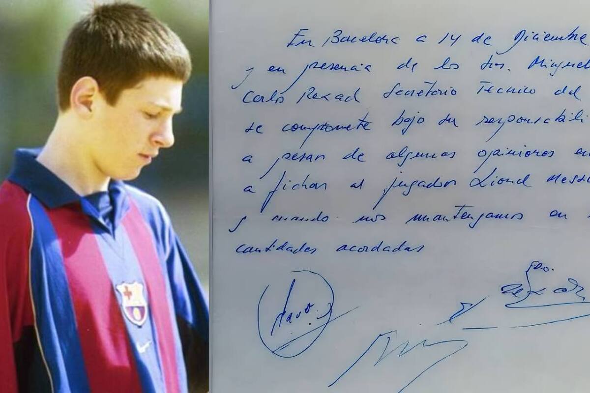 Subastarán primer contrato de Messi con el FC Barcelona escrito en una servilleta
