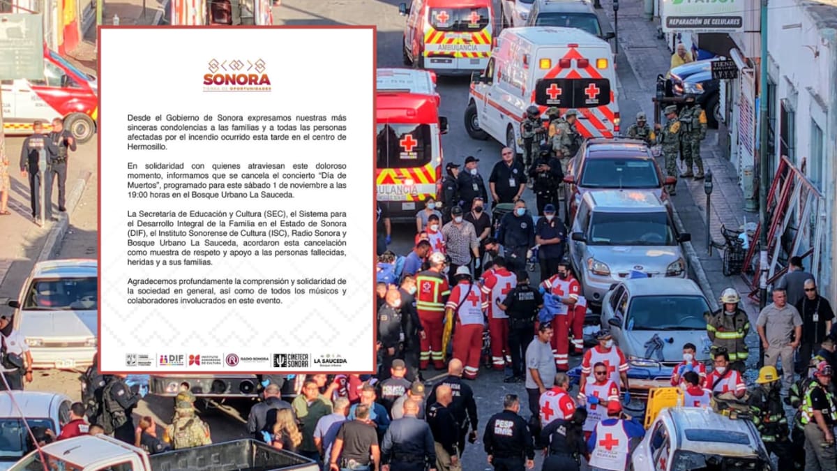 Cancelan concierto de Día de Muertos en La Sauceda por tragedia en el Centro de Hermosillo: autoridades expresan condolencias y solidaridad