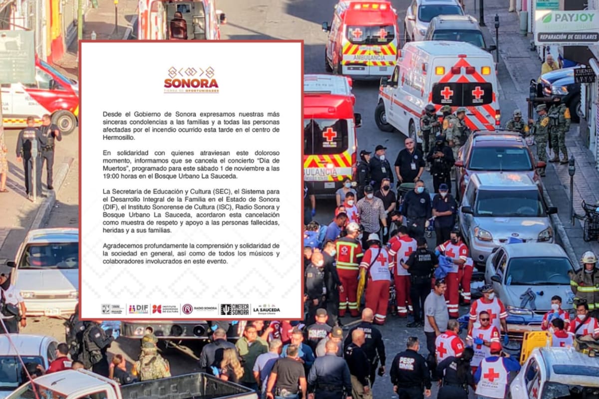 Cancelan concierto de Día de Muertos en La Sauceda por tragedia en el Centro de Hermosillo: autoridades expresan condolencias y solidaridad