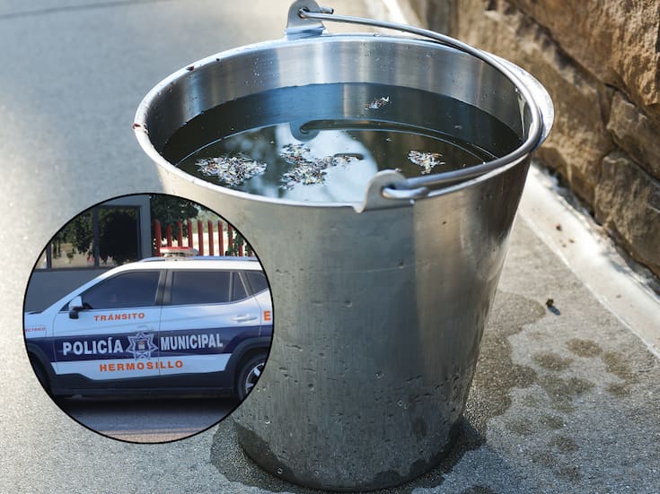 Policías auxilian a menor que casi se ahoga en cubeta de agua