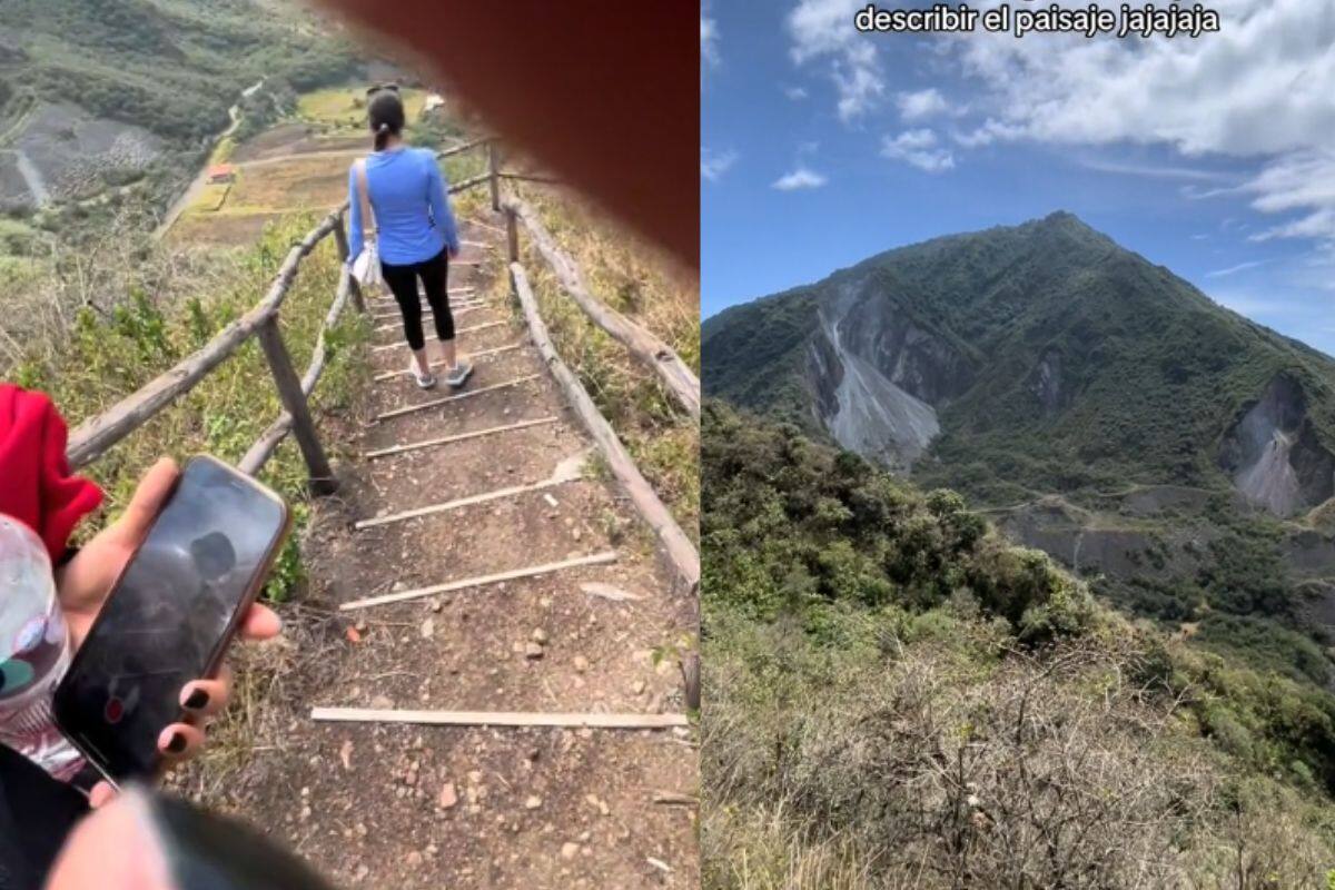 Mujer pide a guía turístico que la grabe, pero él se pone a describir el paisaje