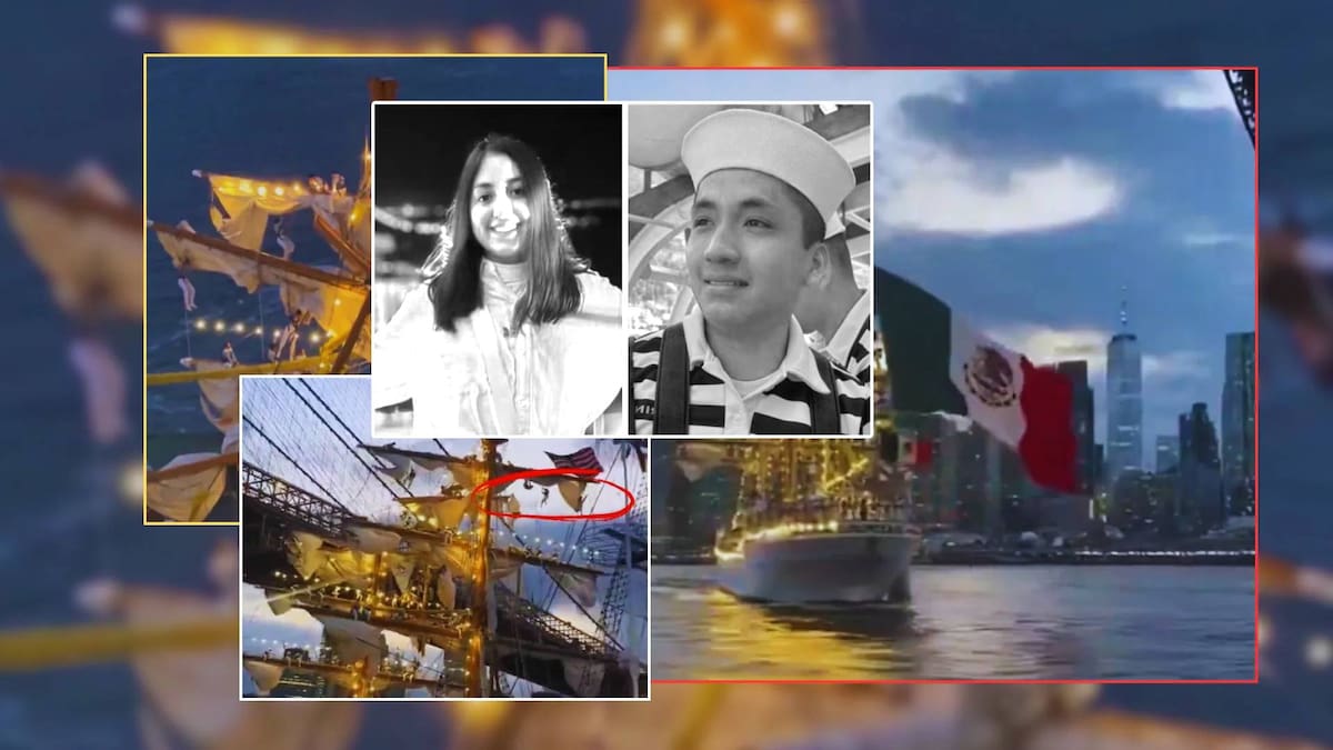 La Secretaría de Marina no quiere "apresurarse" en conclusiones sobre al accidente del buque Cuauhtémoc contra el puente de Brooklyn, donde murieron 2 jóvenes mexicanos.| EFE
